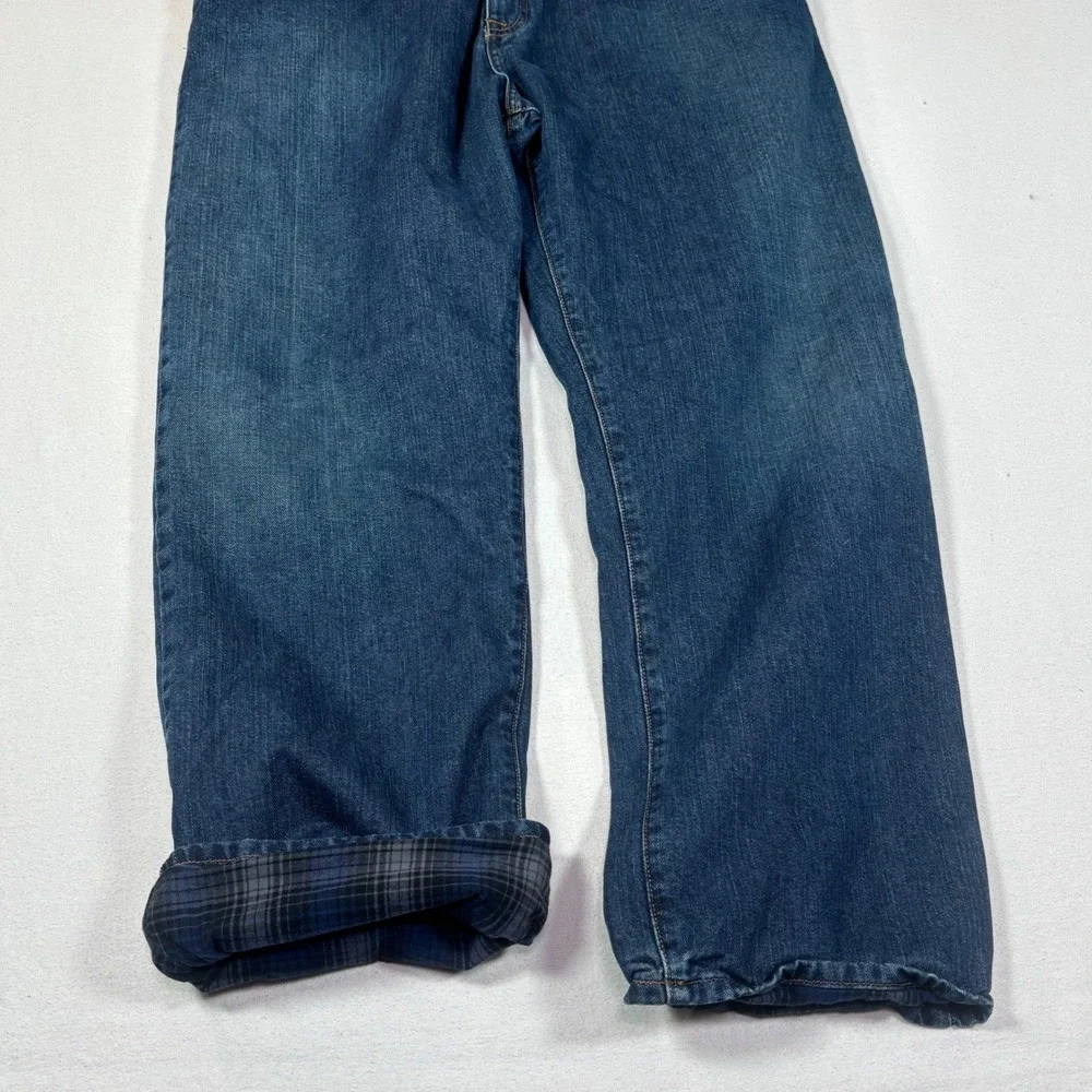 Eddie Bauer Mens Relaxed Fit Flannel Lined Jeans Blue Denim 38x30 Medium Wash